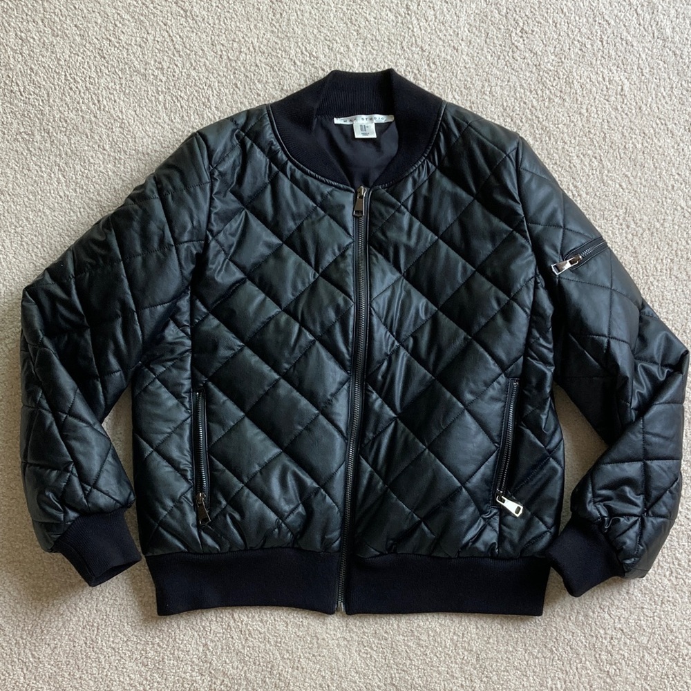 Max Studio Black Quilted Bomber Jacket